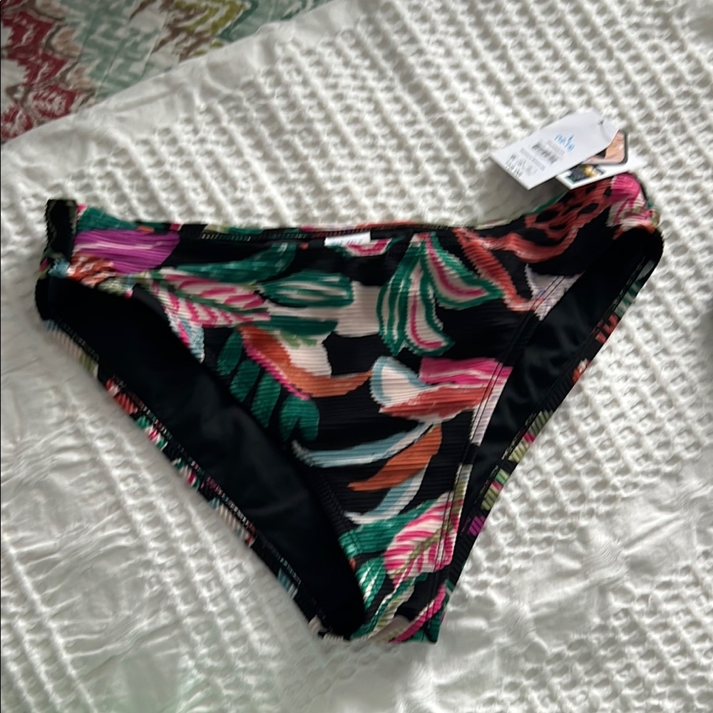 Time and Tru Black Floral Bikini Bottom